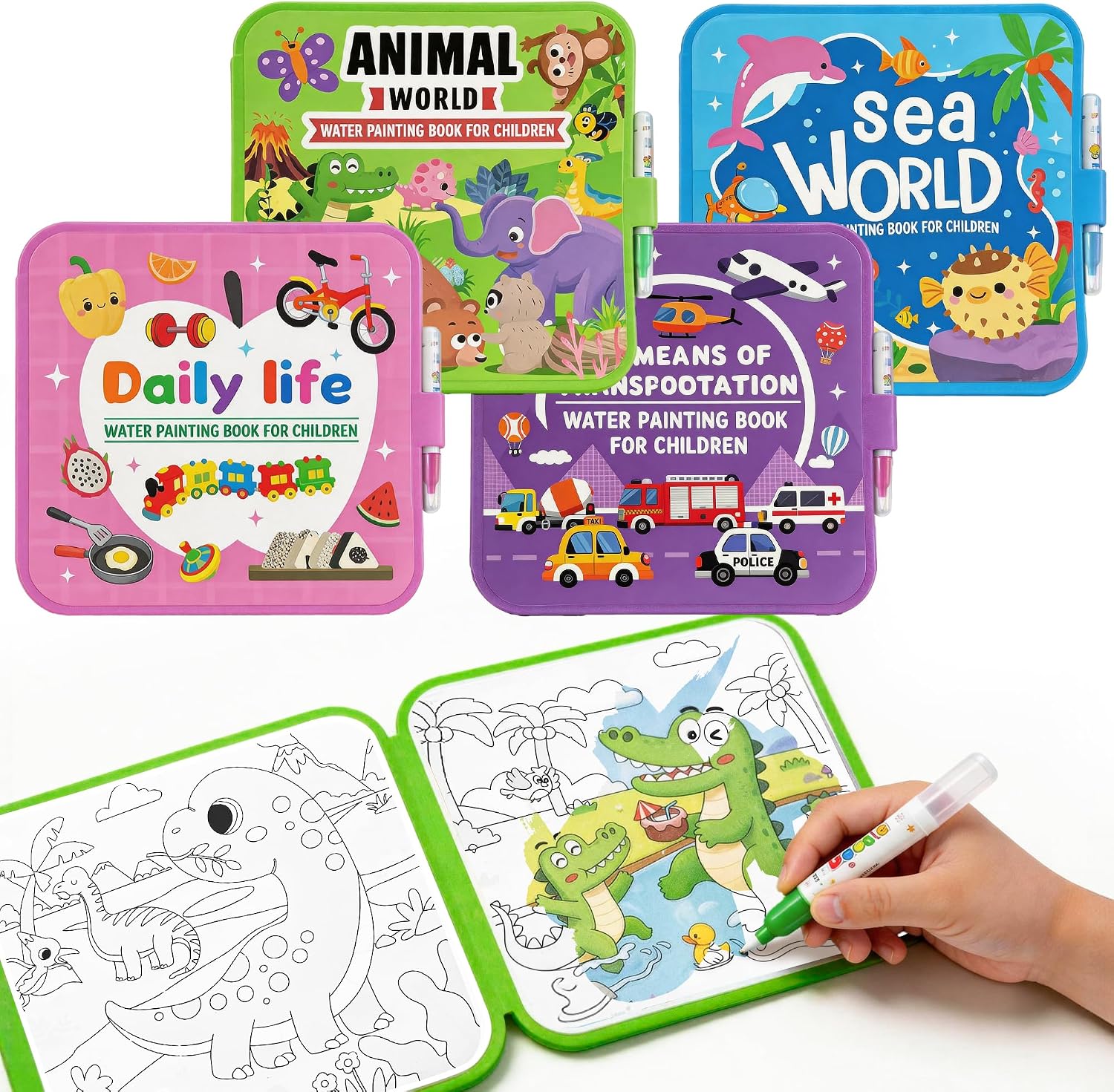 collection of water reveal drawing books