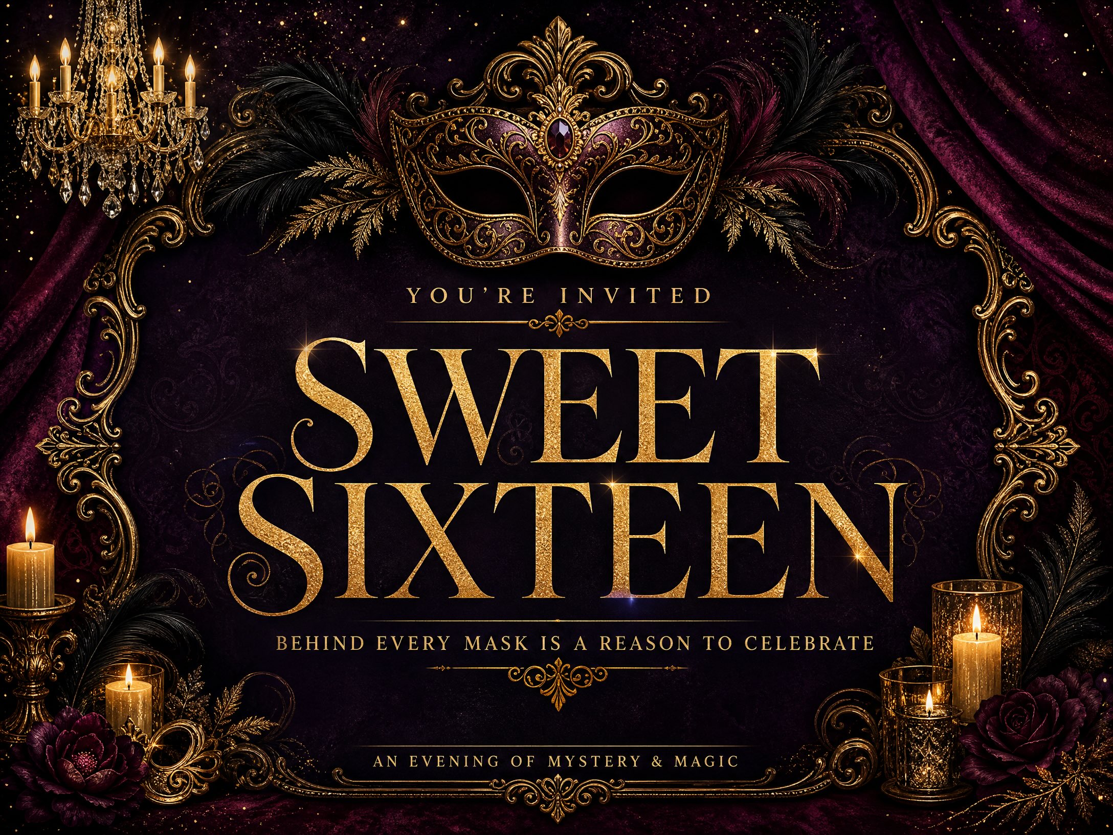 Masquerade Sweet 16 Invitations