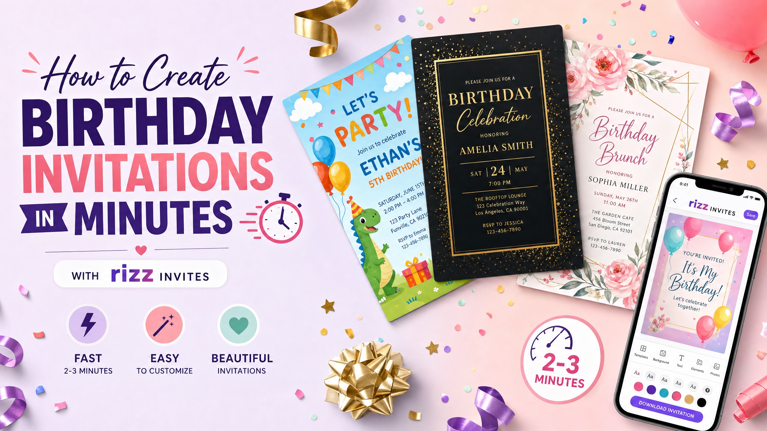 How to Create Birthday Invitations in 2–3 Minutes with Rizz Invites