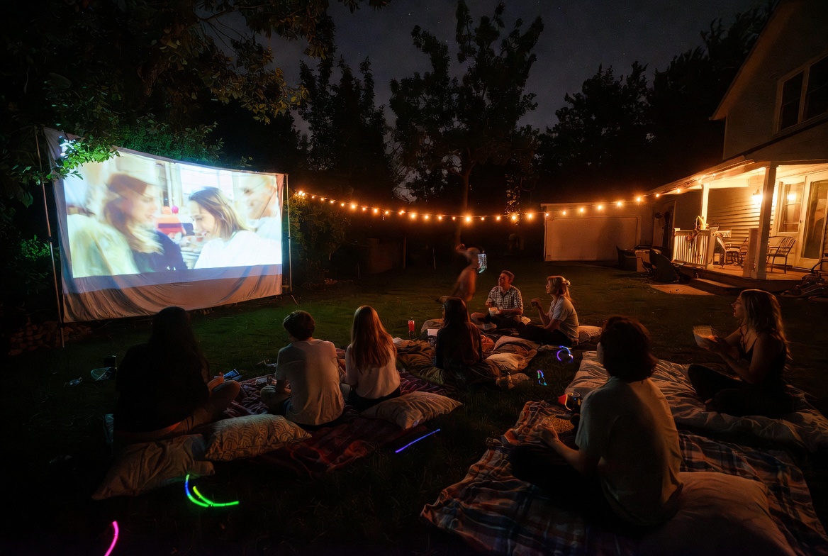 movie night in the back yard