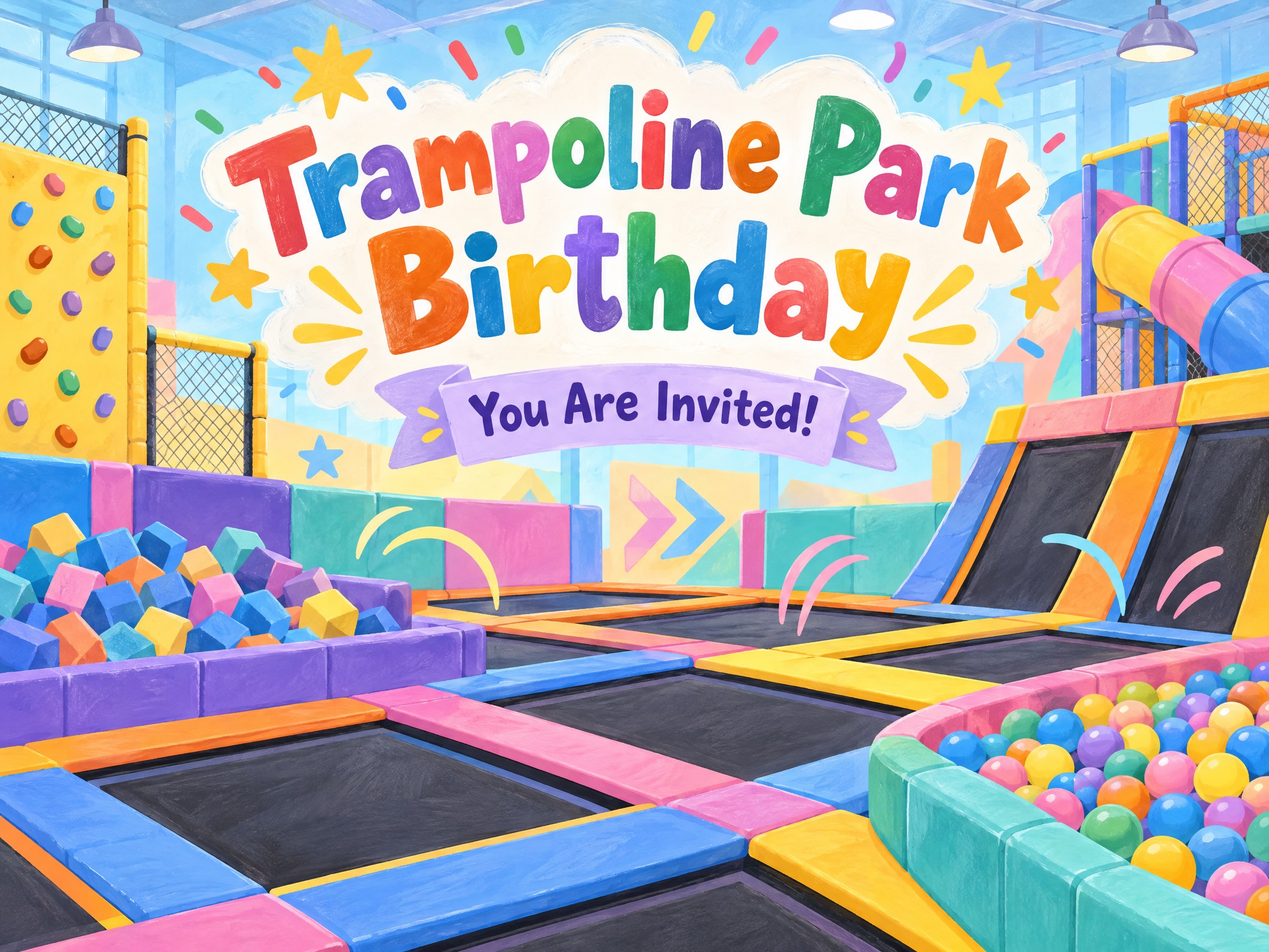 trampoline park birthday invitation