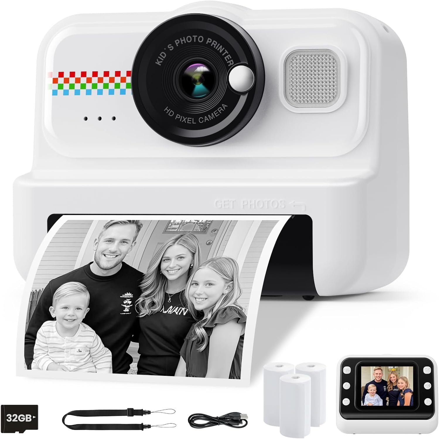 instant print camera in grey