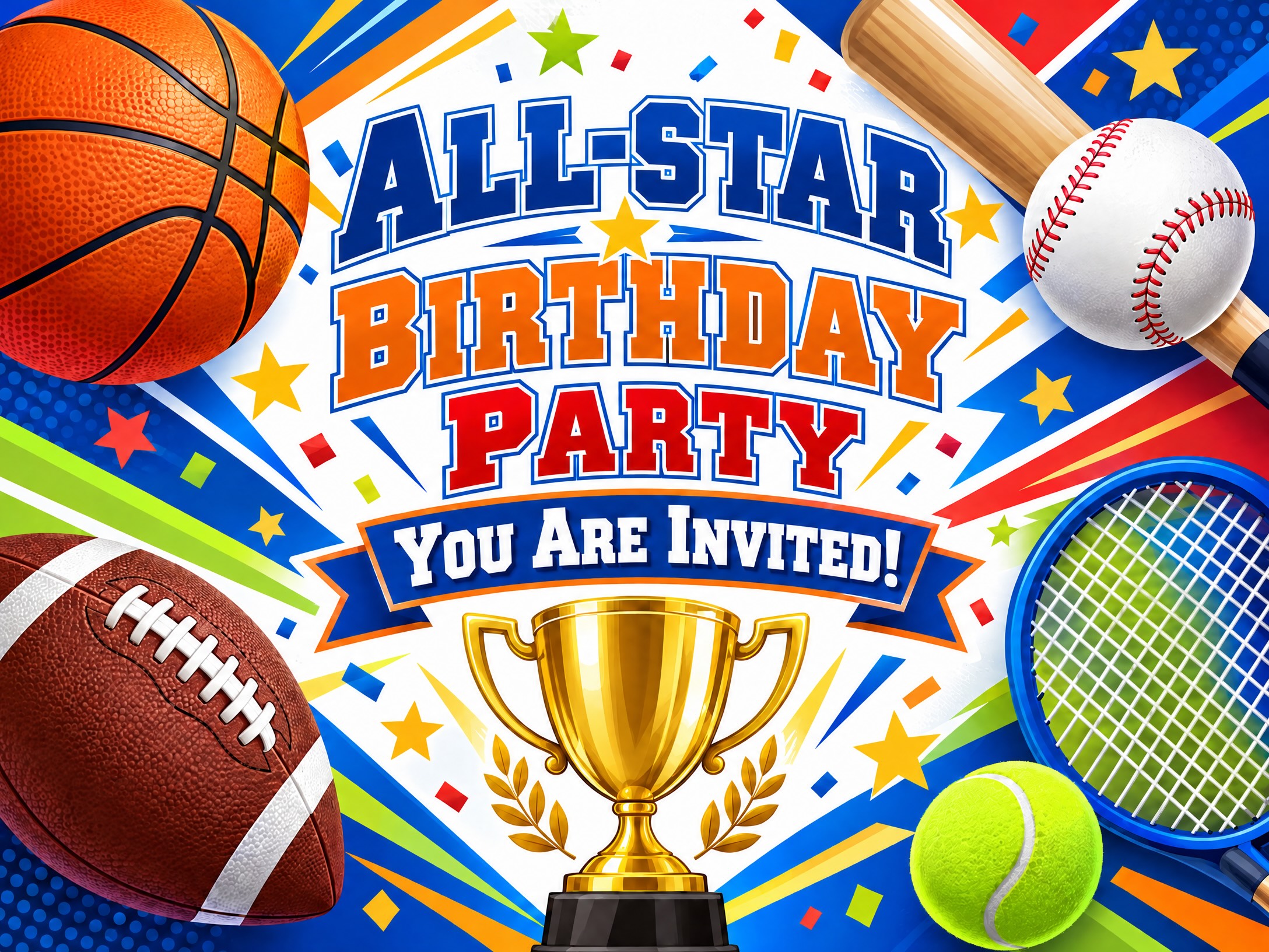 sports themed birthday invitation