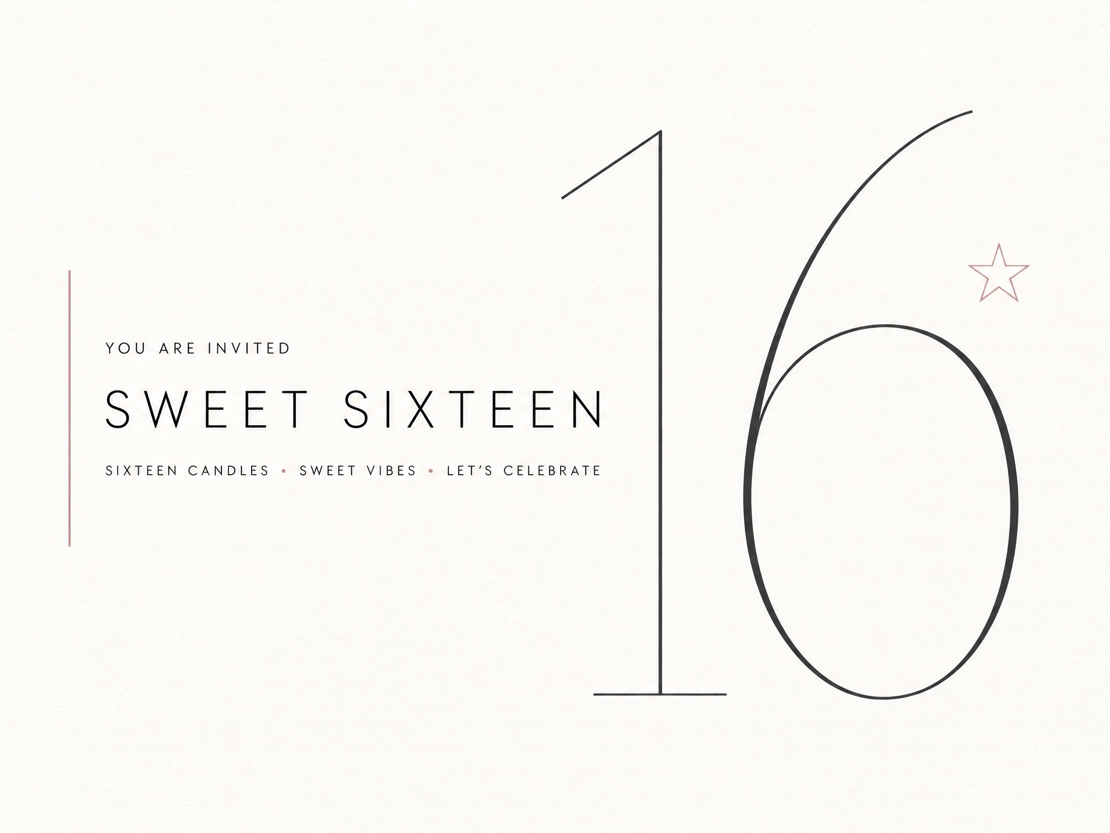 Minimalist Sweet 16 Invitation