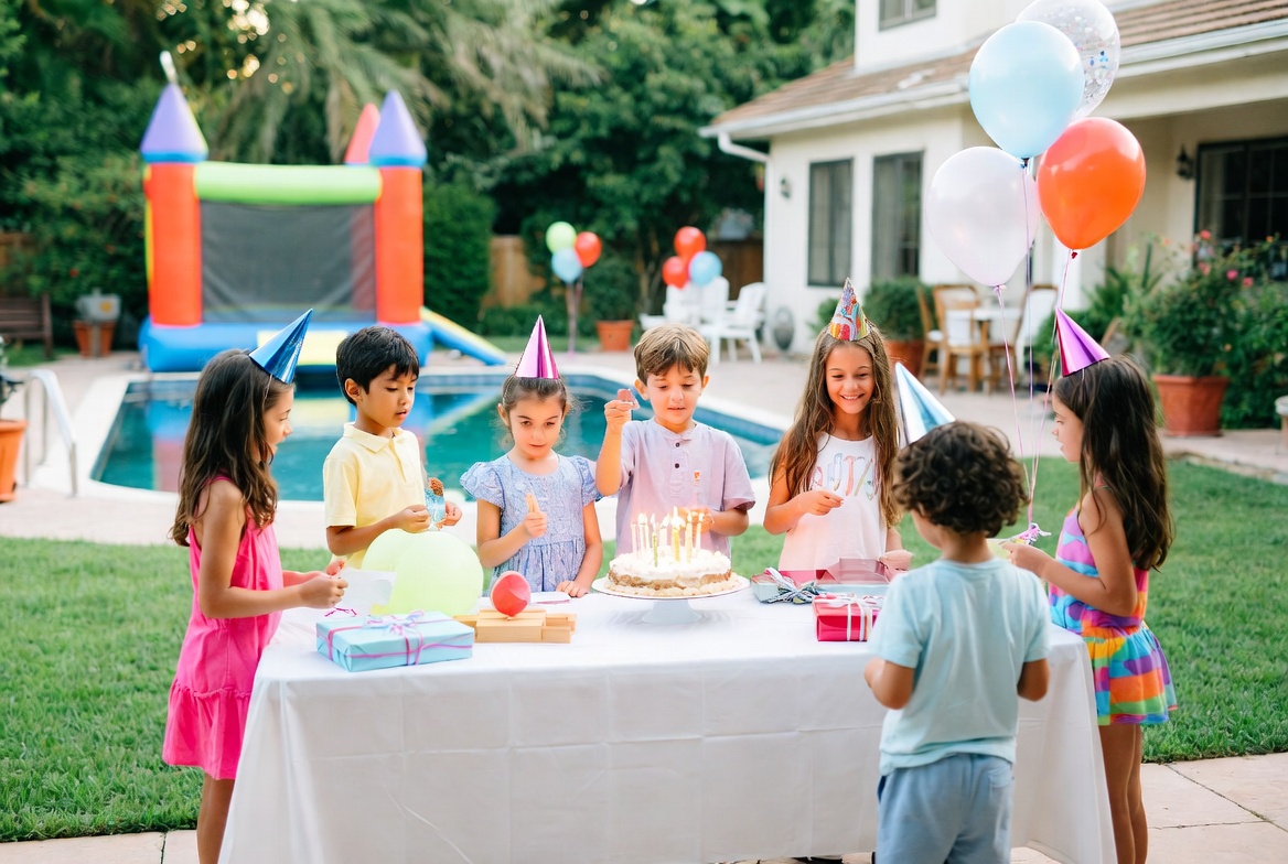 kids birthday party in the backyard