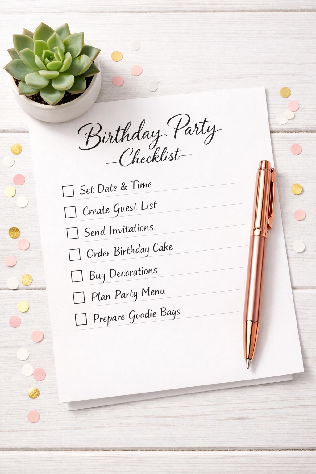 birthday party checklist