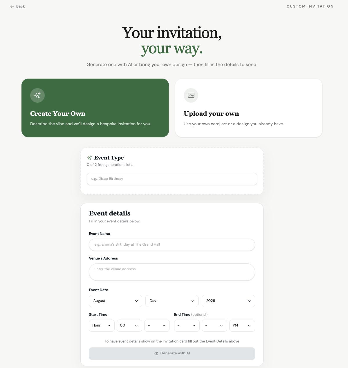 create your own digital wedding invitation at Rizz Invites