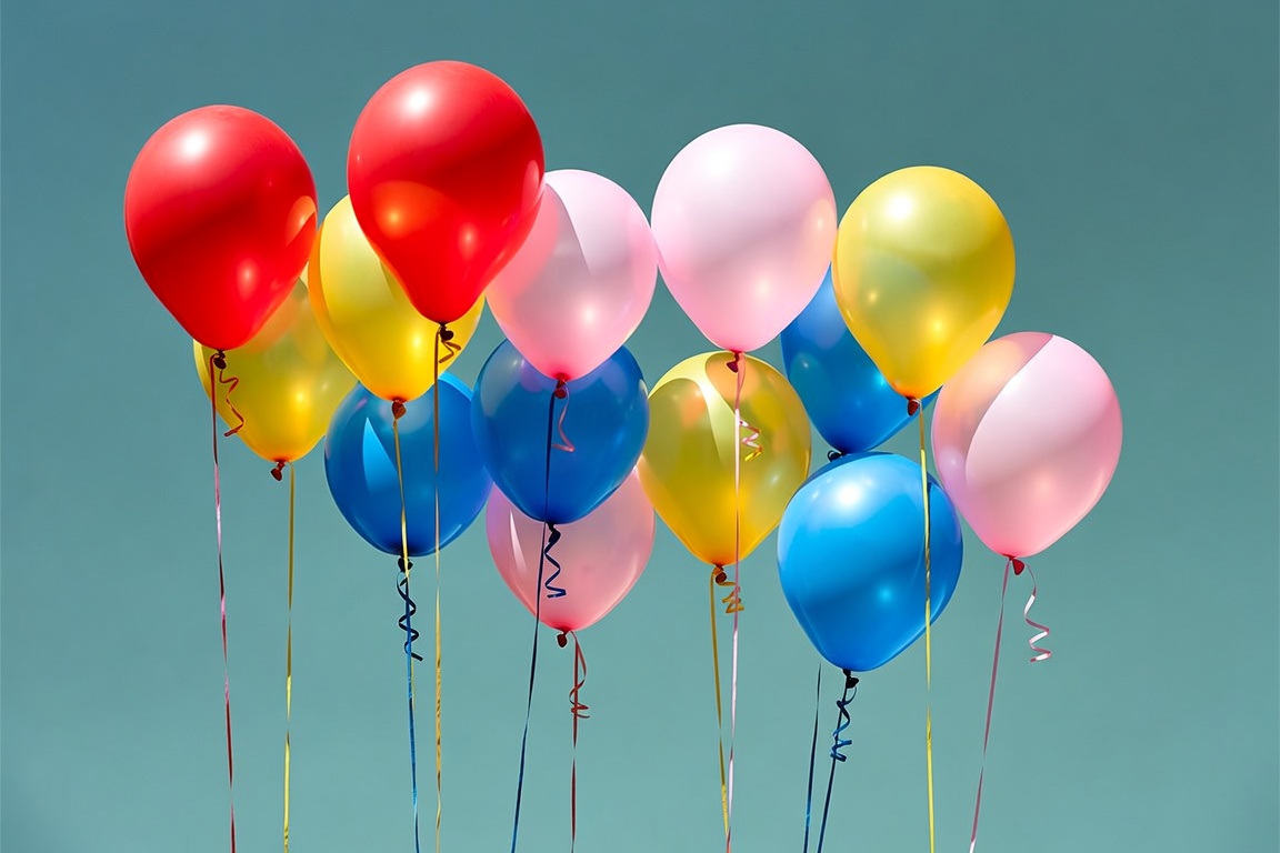 birthday balloons floating up photo