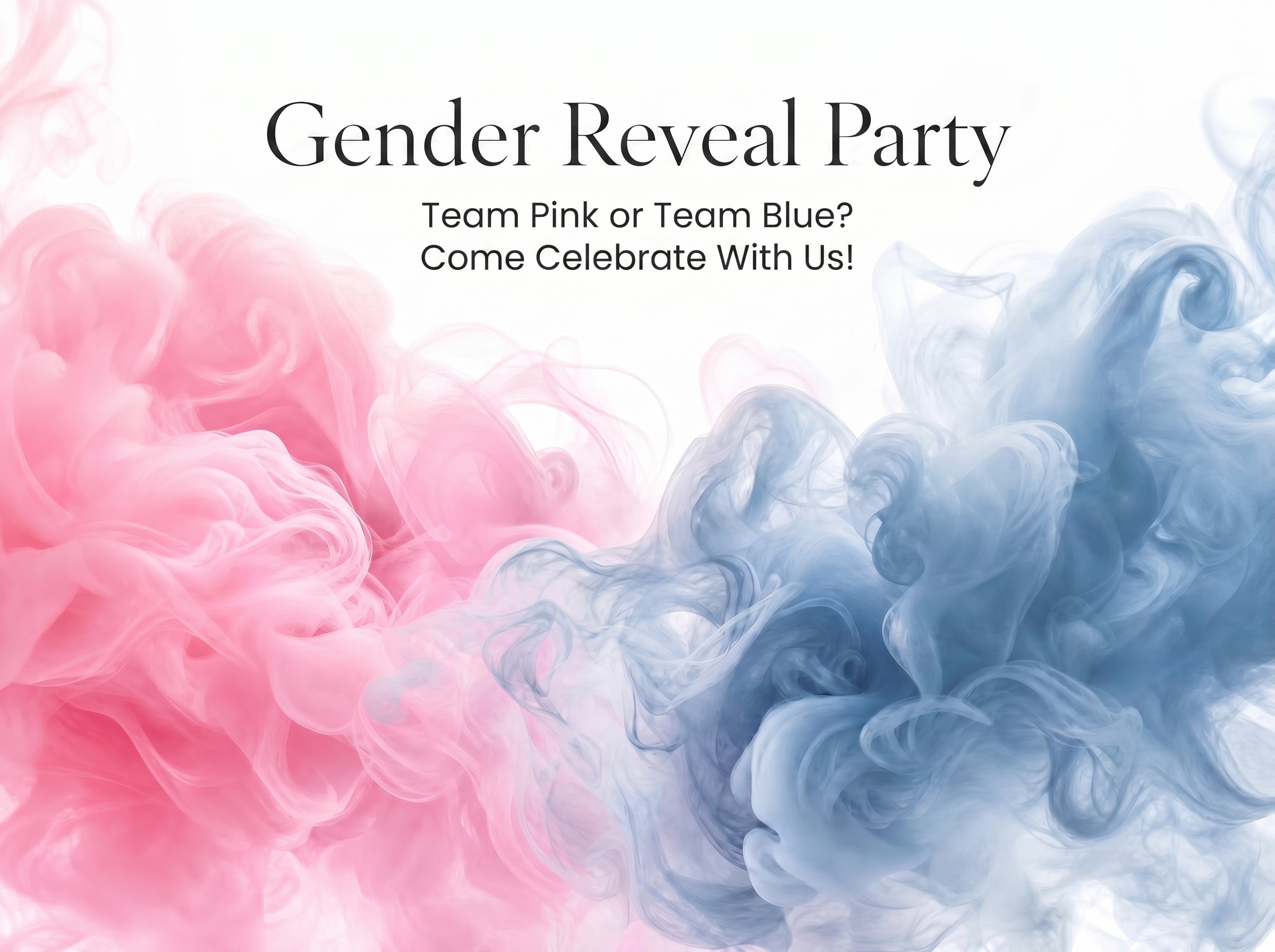 pink and blue smoke gender reveal invitation