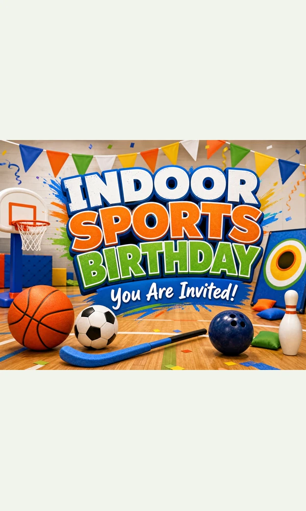 Indoor Sports Birthday Invitation