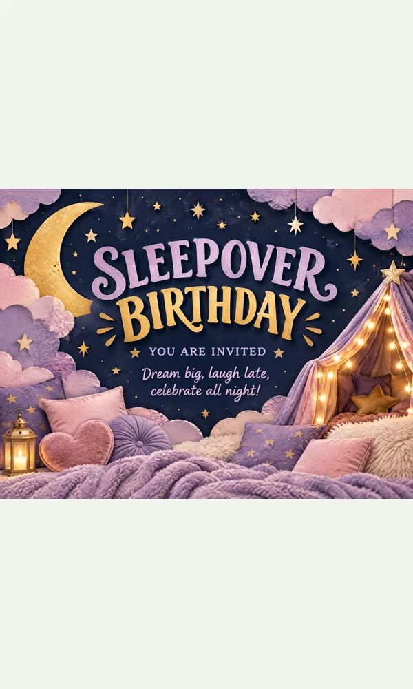 Sleepover Birthday Invitation