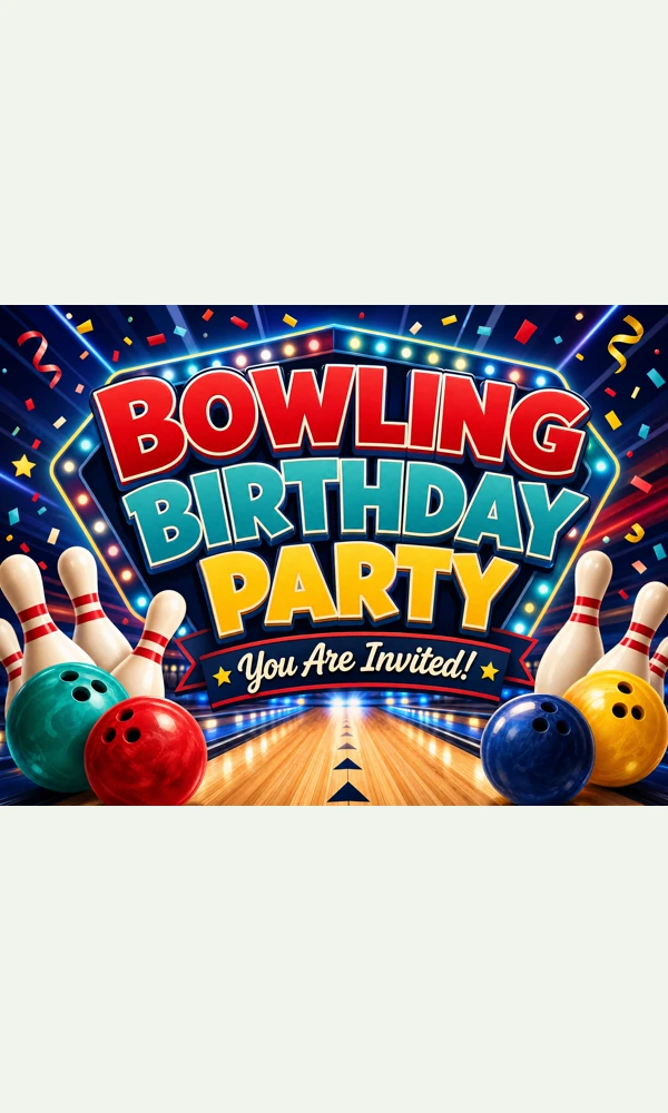Bowling Birthday Party Invitation