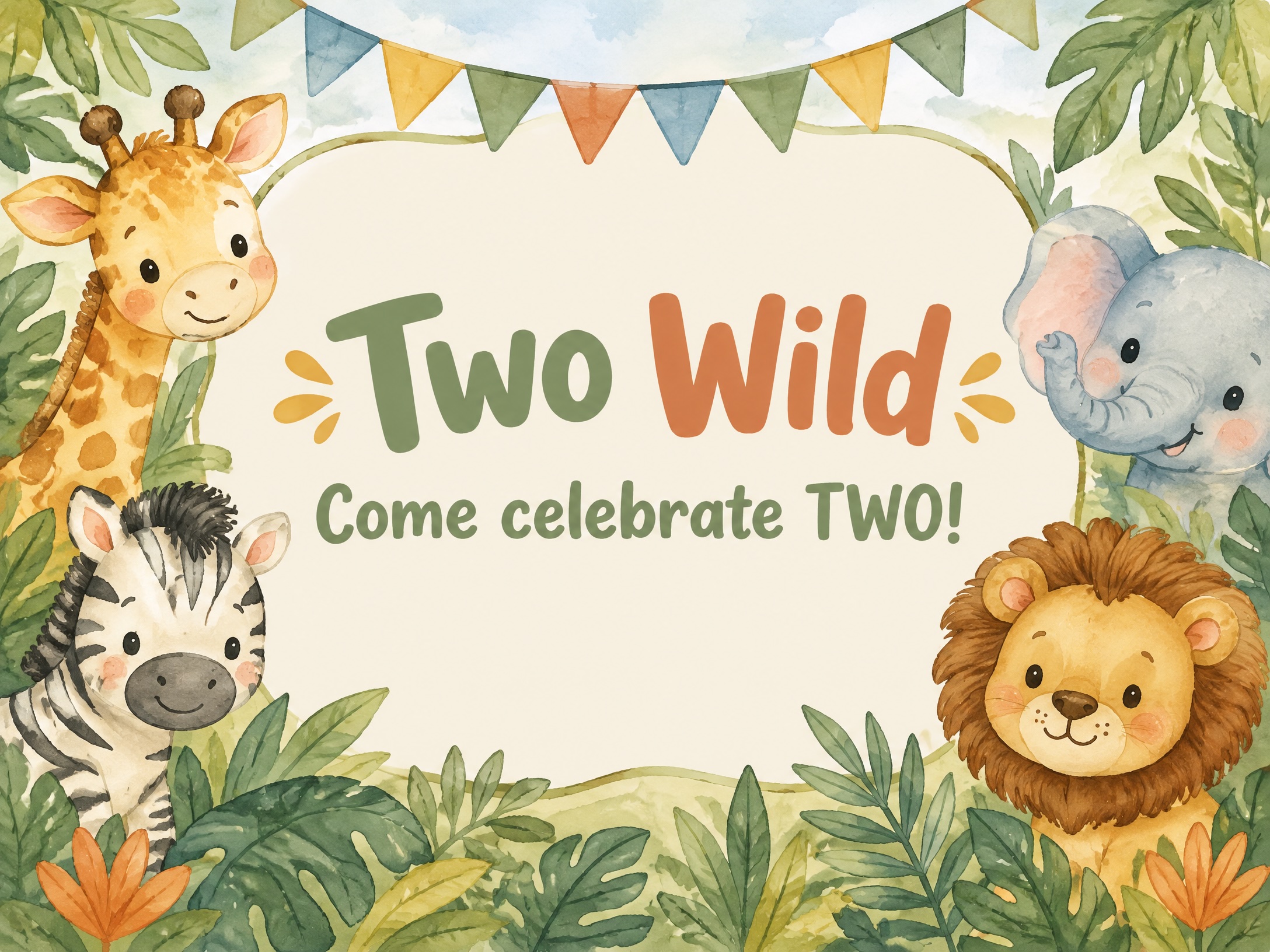 Two Wild Birthday — Two Wild, 2nd Birthday, Second Birthday, Safari, Animals, Jungle