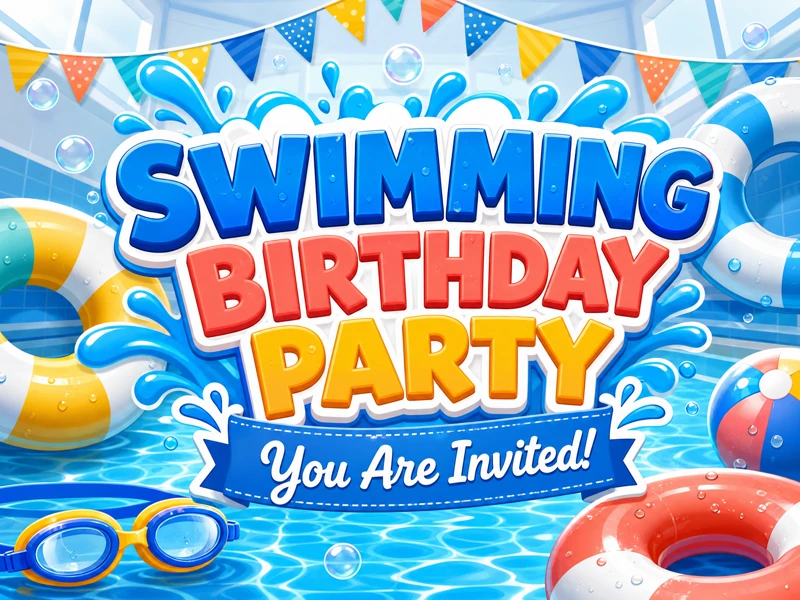 Swimming Birthday Party Invitation — Indoor Swimming Pool, Swim Birthday, Pool Party Birthday