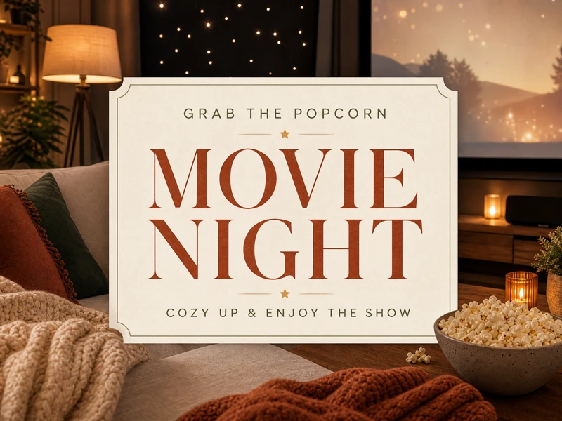 Movie Night And Chilling — Movie Night, Home, Invitation