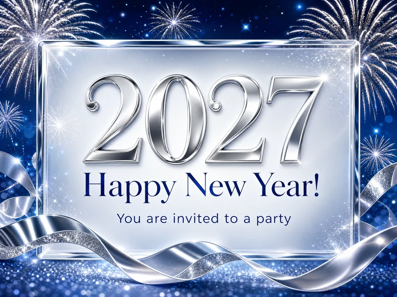 Happy New Year! — New Years Eve Party, 2027, Blue, Silver, Fireworks