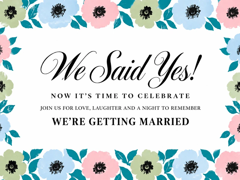 We Said Yes — Wedding Invitation, Modern, Floral, Digital