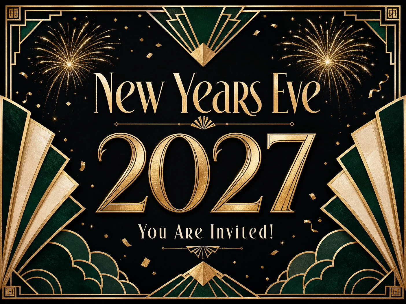 Art Deco 2027 — New Years Eve Party, 2027, Black And Gold