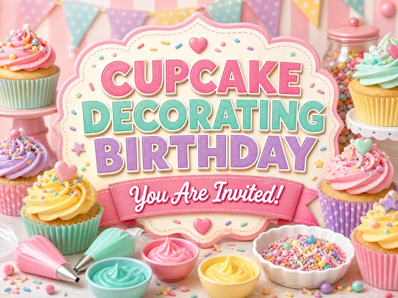 Cupcake Decorating Birthday Invitation — Cupcake Decorating Birthday, Sweets, Baking, Frosting