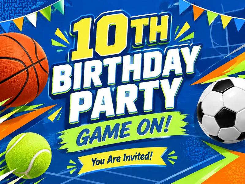 10th Game On — 10th Birthday, Sports, Sports Birthday, Game Time, Ball