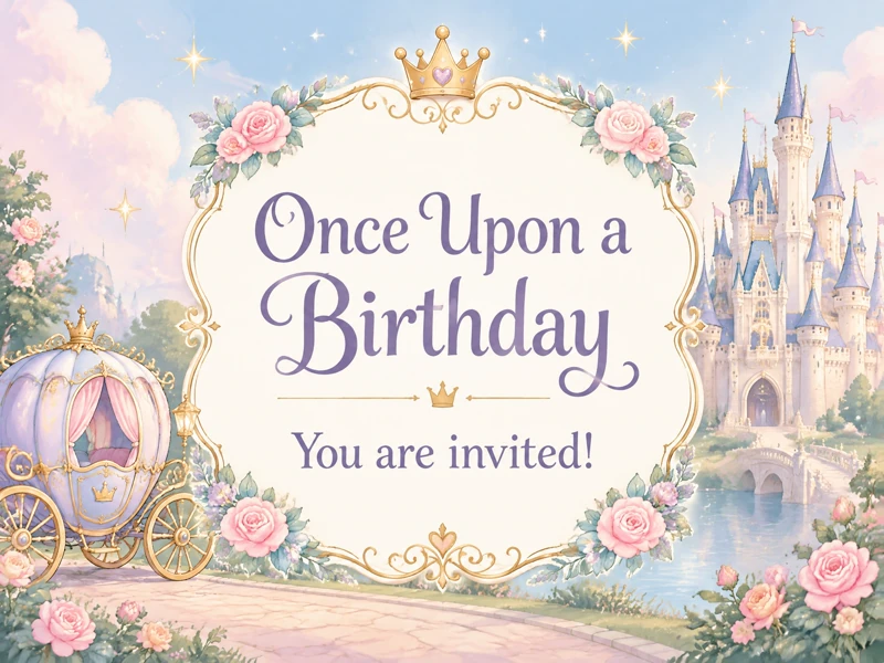 Once Upon A Birthday — Princess Birthday, Girls Birthday Invitation, Castle, Fairytale
