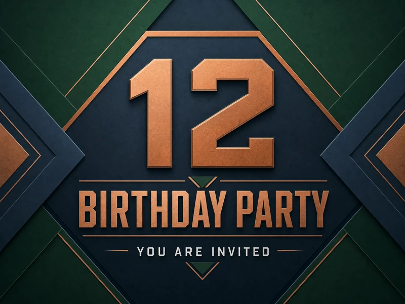 Varsity 12 — 12th Birthday, Sports, Green, Geometric