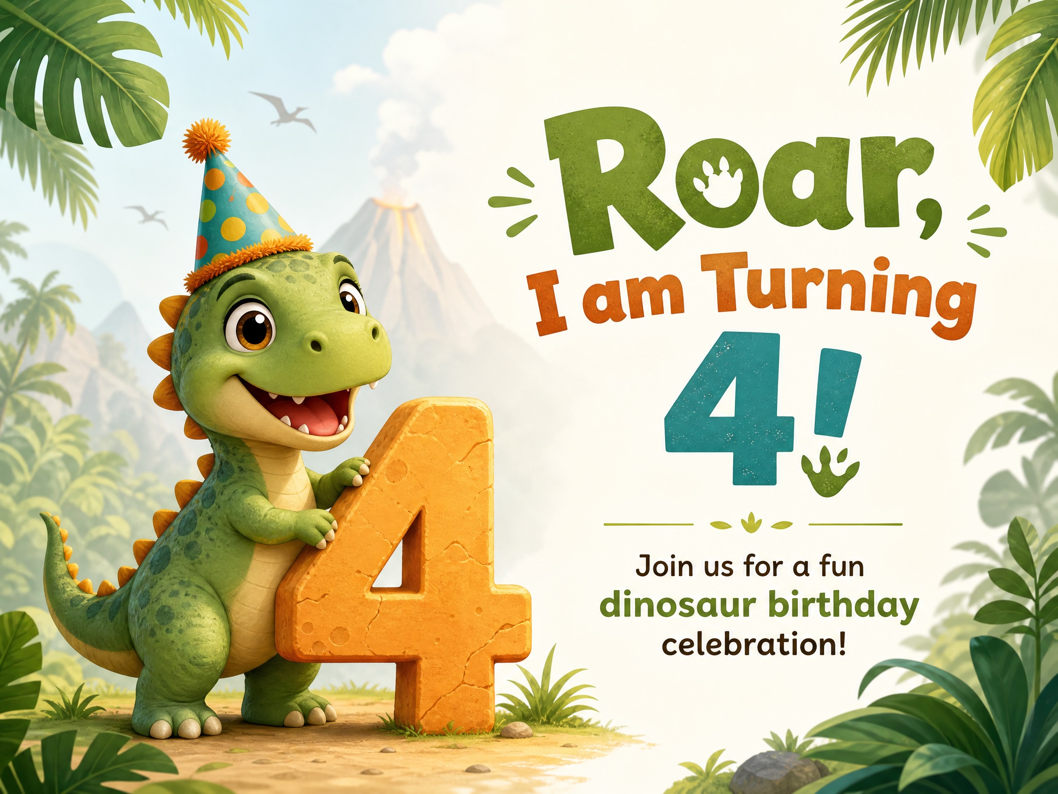 Roar I am Four! — 4th Birthday, Dinosaur, TRex, Dinosaur Birthday