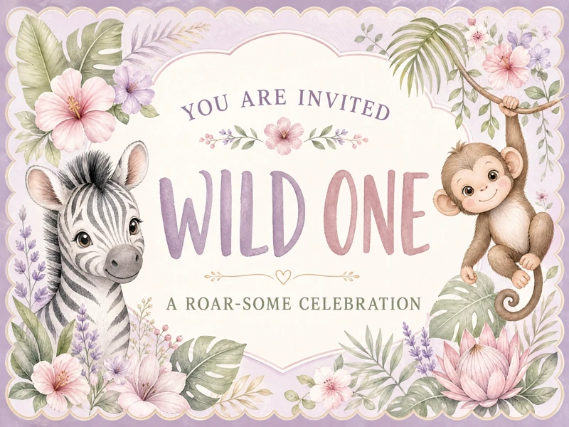 Wild One Celebration Invitation — First Birthday, Wild One Birthday