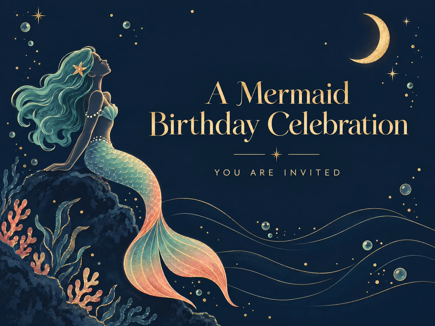 Mermaid Birthday — Mermaid Birthday, Invitation, Under The Sea