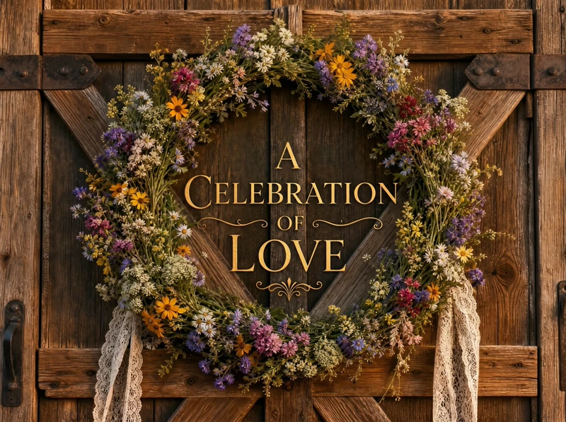 Rustic Wedding — Celebration Of Love, Floral Wreath, Country Wedding