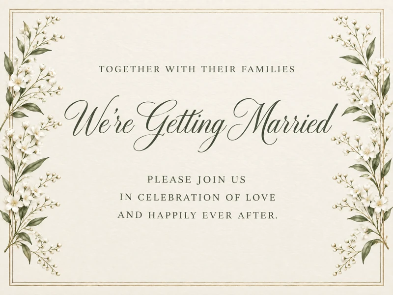 We're Getting Married — Wedding Invitation, Botanical, Cream, Floral, Traditional, Classic