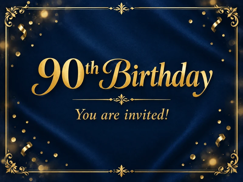 Festivity Awaits — 90th Birthday, Blue, Gold