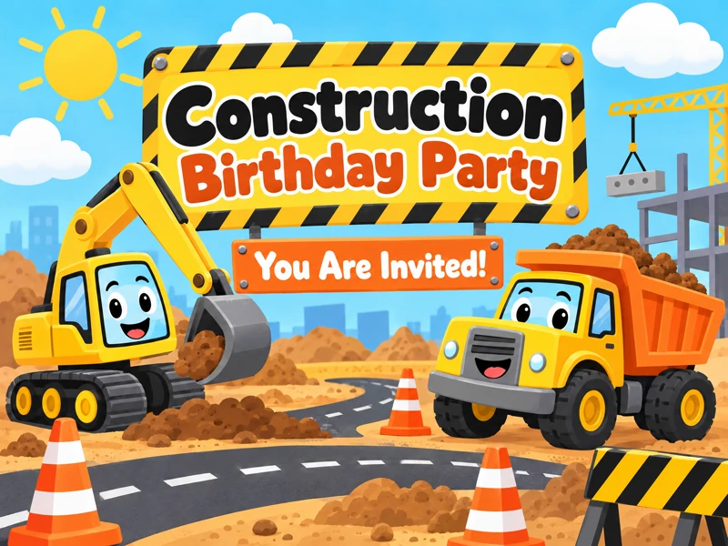 Build The Fun — Construction, Birthday Invitation, Truck, Loader, Digital Invite