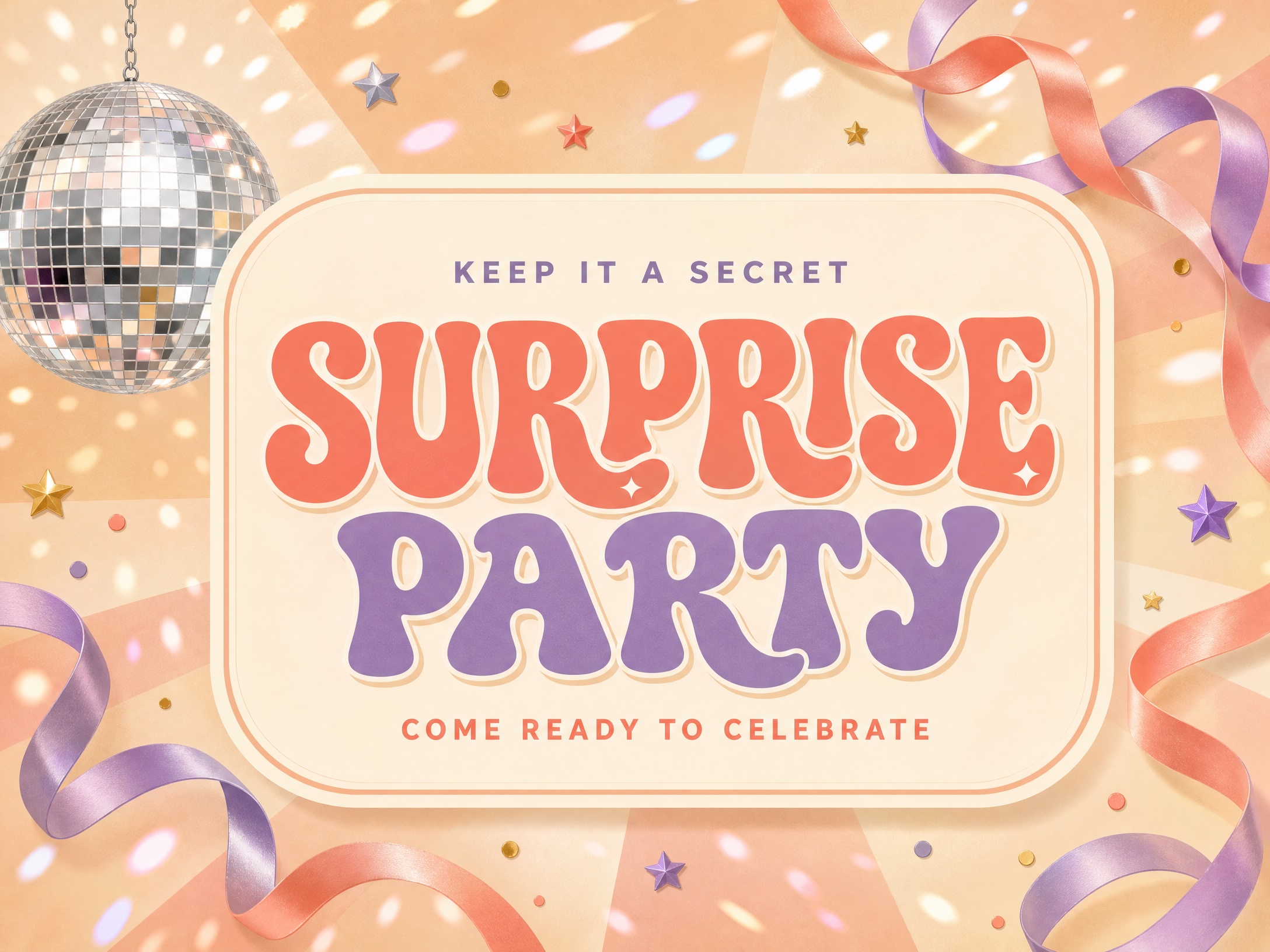 Retro Secret — Surprise Party, Disco, Disco Ball, Ribbons, 80s