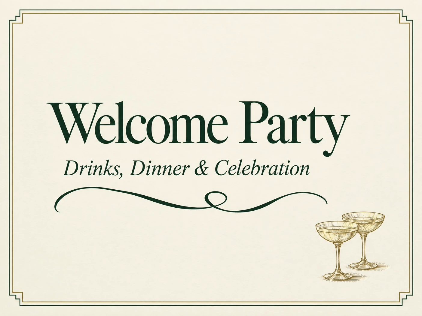 Drinks, Dinner & Celebration — Welcome Party, Invite, Wedding Welcome Party
