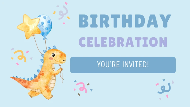 Soar With a Dinosaur — Dinosaur Birthday, Dino, Balloons, Blue