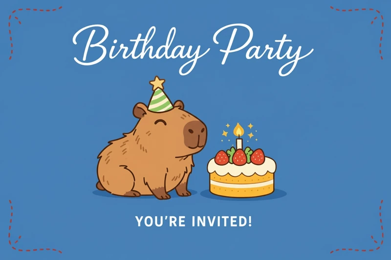 Cakes and Candles — Capybara Birthday, Blue