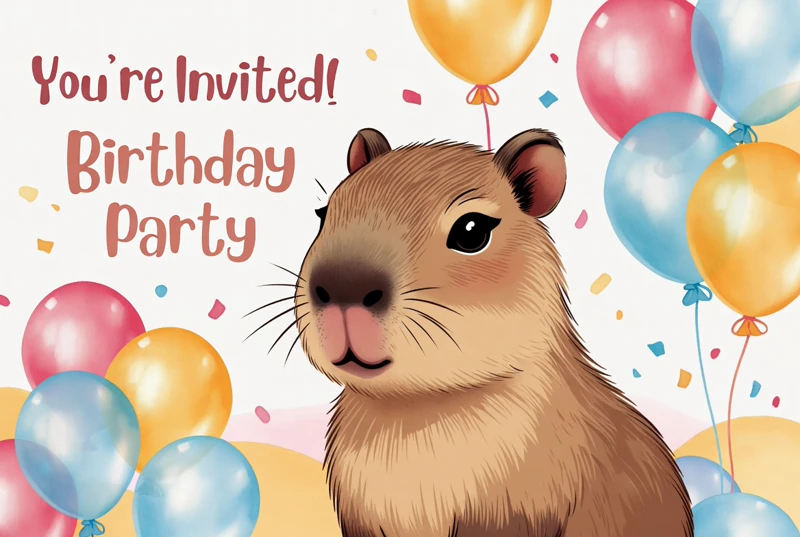 Miss Capybara — Capybara Birthday Invitation