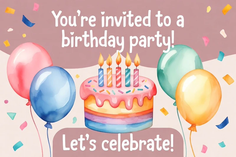 Party Awaits — Cake, Balloons, Candles