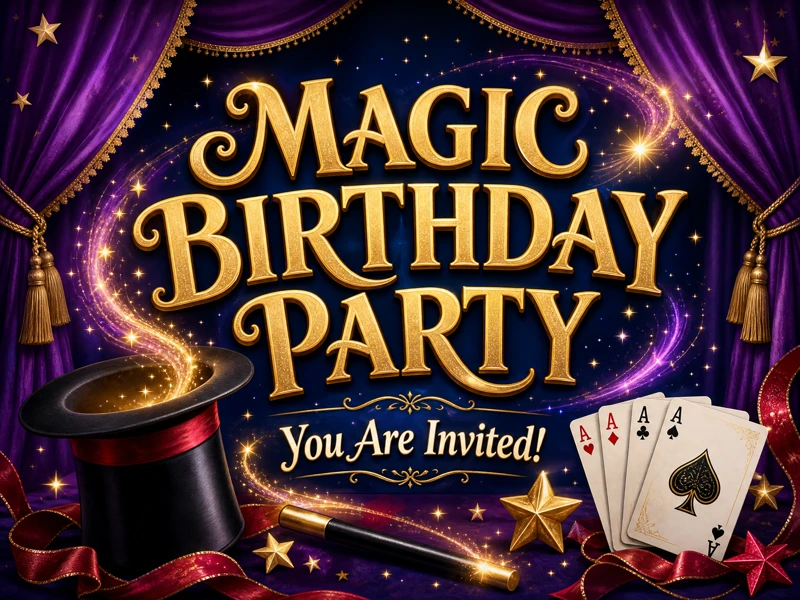 Magic Birthday Party Invitation — Magic Birthday, Magic Tricks, Magician Birthday