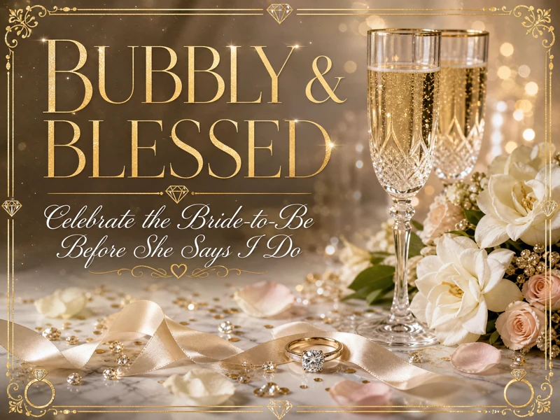 Bubbly And Blessed — Bridal Shower, Champagne, Flutes, Floral