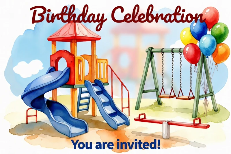 Childhood Dreams — Playground Birthday, Slide, Swing, Balloons