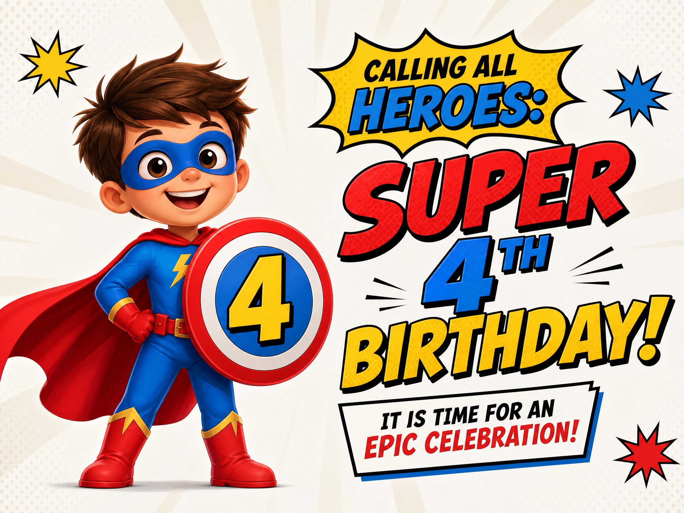 Calling All Heroes — 4th Birthday, Superhero Birthday