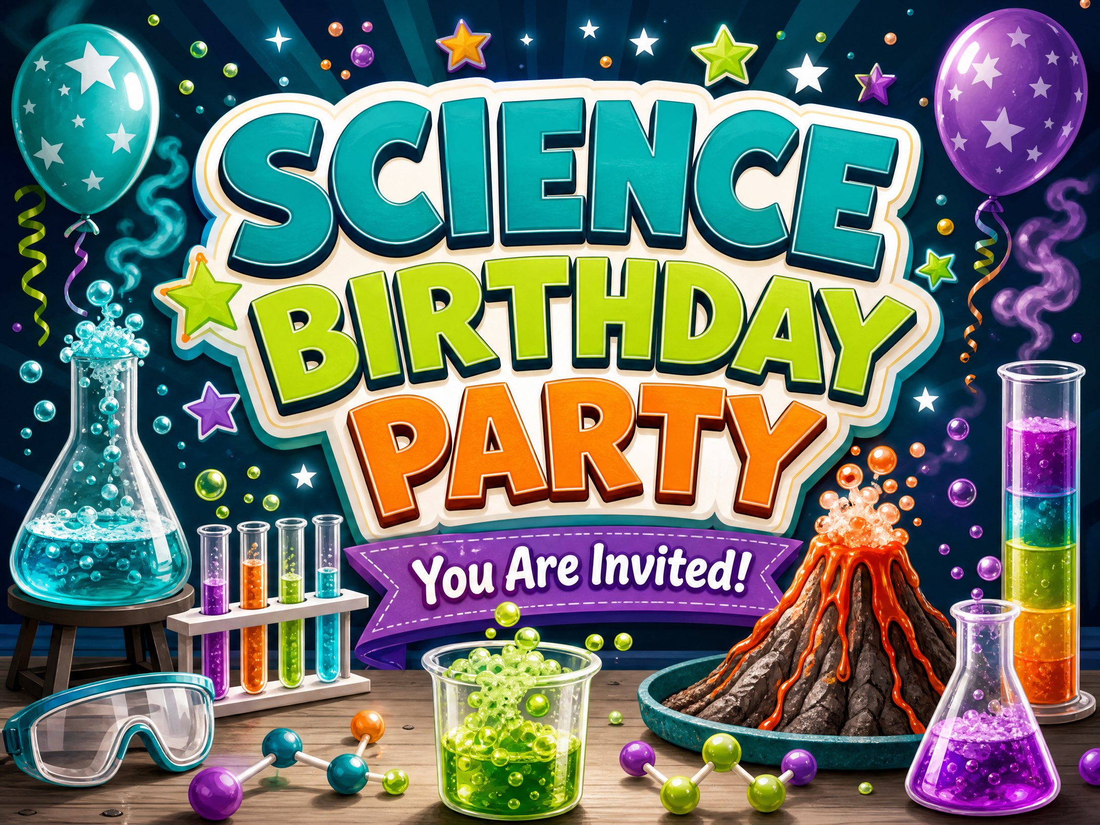 Science Birthday Party Invitation — Science Birthday, Chemistry, STEM, Science Experiments