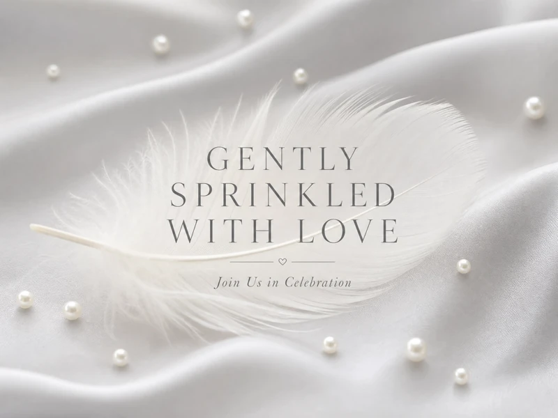 Gently Sprinkled In Love — Baby Sprinkle, Minimalistic, White Pearls, Feather