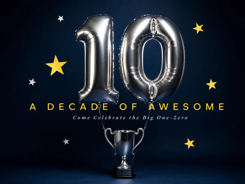 A Decade of Awesome — 10th Birthday, Winner, Trophy, Blue