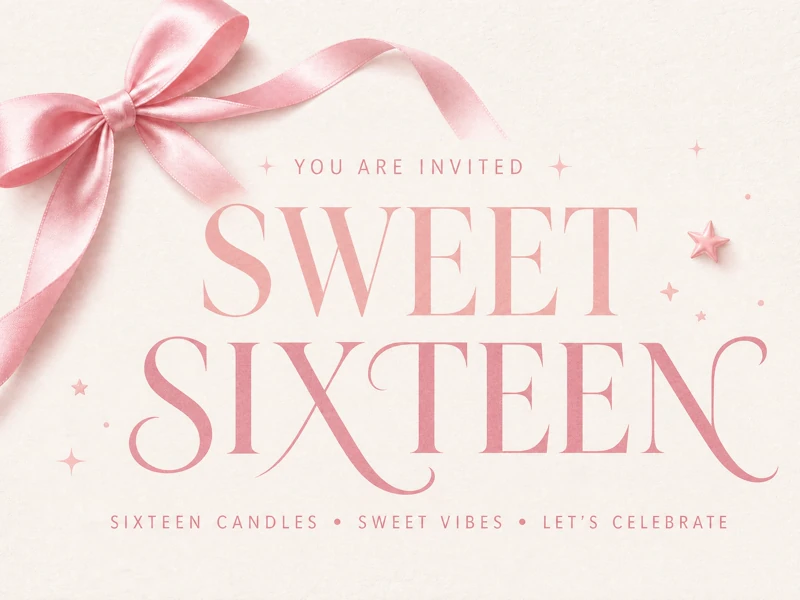 Soft Pink And Sweet 16 — Sweet 16, Soft Pink, Bow, Elegant
