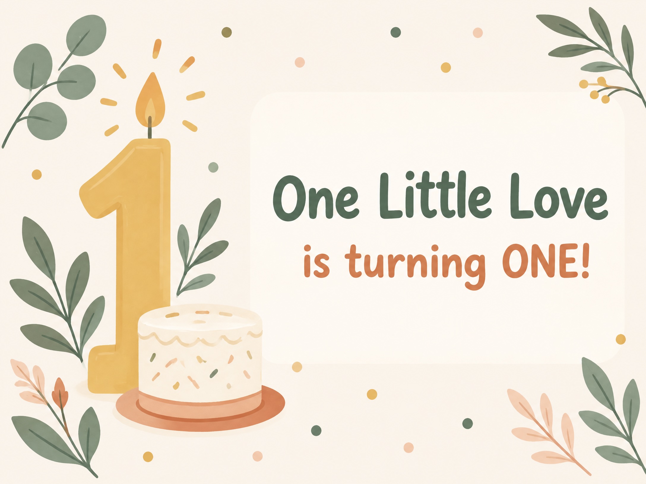 Little Love Is One — Sweet One, First Birthday, 1st Birthday Invitation, Candle