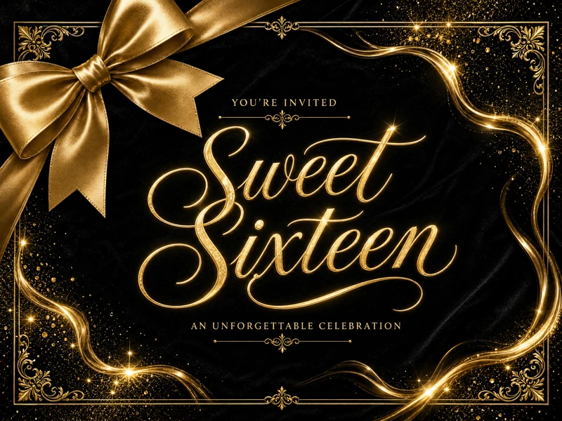 Black Velvet And Gold — Sweet 16, Sixteen, Black and Gold