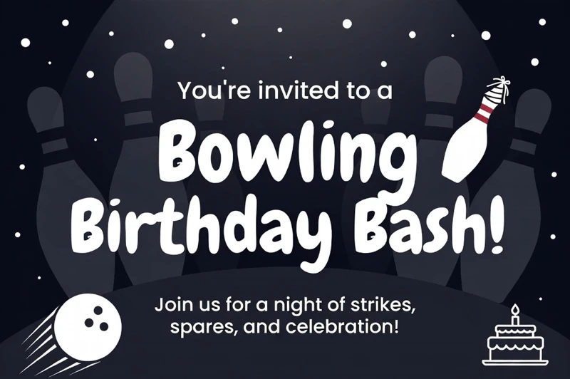 Bowling Birthday Bash — Bowling, Pins, Ball, Blue